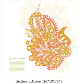 Paisley pattern in indian batik style. Isolated Floral vector illustration