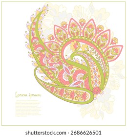 Paisley pattern in indian batik style. Floral vector illustration