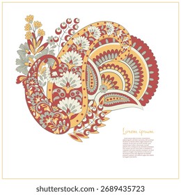 Paisley pattern in indian batik style. Floral vector illustration