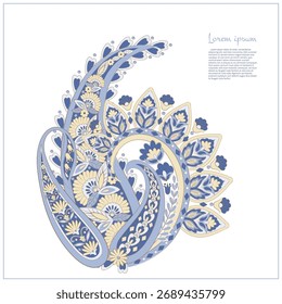 Padrão de Paisley em estilo indiano batik. Ilustração de vetor floral