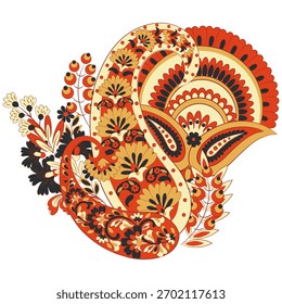 Paisley pattern in indian batik style. Floral vector illustration