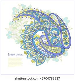 Paisley pattern in indian batik style. Floral vector illustration