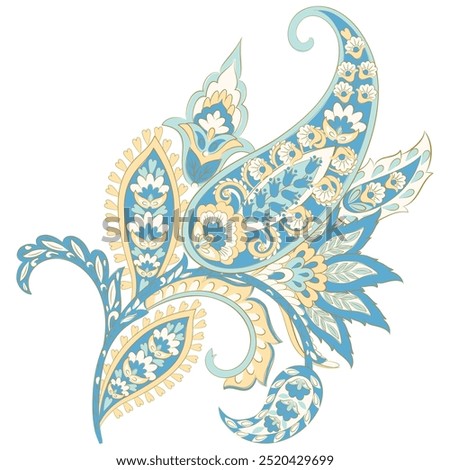 Paisley pattern in indian batik style. Floral vector illustration