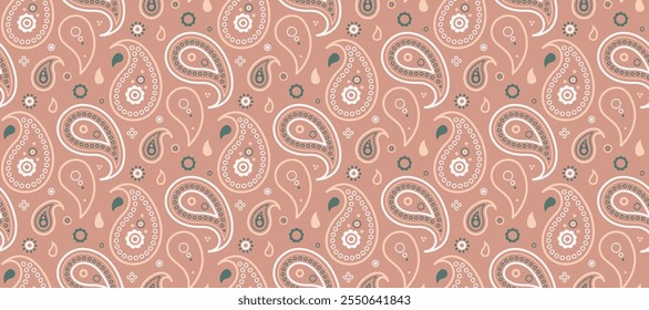 Paisley modela un prado indio. Material doodle en la moda victoriana. Pintura a rayas sobre gráfico botánico. Idea de diseño en saludo nativo.