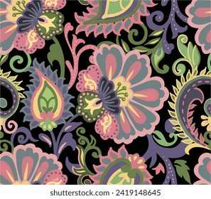 paisley pattern jacobean. Seamless beautiful ethnic floral Paisley pattern on background