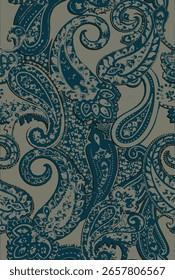 Paisley-Muster, mehrfarbig, reiche Texturen, lebendige Farbtöne, nahtloses Blumendesign, Damenbekleidung, abstrakte Elemente, komplexe Reben