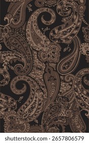 Paisley-Muster, mehrfarbig, reiche Texturen, lebendige Farbtöne, nahtloses Blumendesign, Damenbekleidung, abstrakte Elemente, komplexe Reben