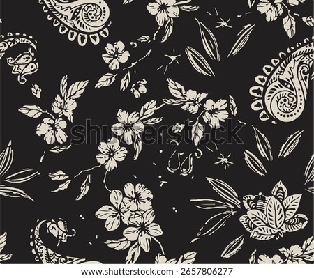  paisley pattern, multicolor, rich textures, vibrant hues, seamless floral design, women clothing, abstract elements, intricate vines