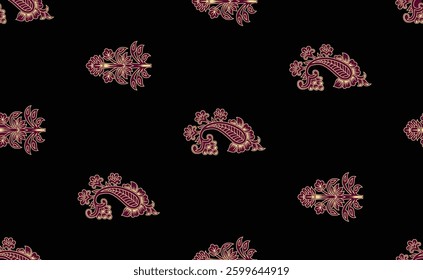 Paisley pattern on black background, for textile, wallpaper, gift wrapping.