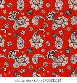 Patrón de Paisley sobre fondo rojo