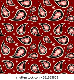 Paisley pattern on red background