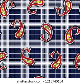 paisley pattern on stripe background