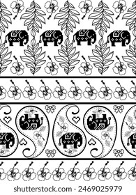Paisley pattern is an ornamental textile design using the  teardrop-shaped motif with a curved upper end and elephant for making fabric or background.