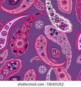 Paisley. Pattern for print fabric. Sketch. Hand-drawn vector illustration. Zentangle patterns.