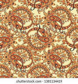 Paisley Pattern. Seamless Asian Textile Background