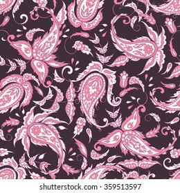 Paisley Pattern. Seamless Asian Textile Background