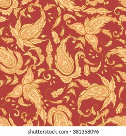 Paisley Pattern. Seamless Asian Textile Background