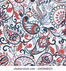 Paisley Pattern. Seamless Damask Textile Background