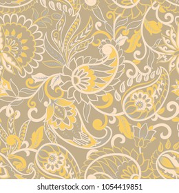 Paisley Pattern. Seamless Damask Textile Background
