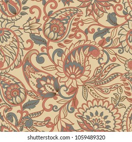 Paisley Pattern. Seamless Damask Textile Background