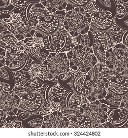 Paisley pattern. Paisley seamless pattern. Paisley flowers pattern. Hand drawn paisley. Henna mehndi pattern. Henna paisley pattern. EPS 10 vector illustration.