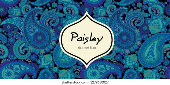 Paisley pattern. Seamless oriental pattern based on vintage motifs. Blue