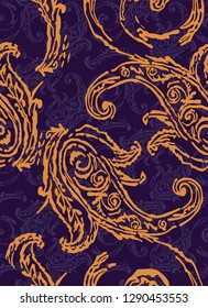 Paisley pattern. Traditional ethnic elements.Ornament Turkish cucumber seamless. Asian motifs for fashion, interior, cover, textiles, packaging, note, background. Boho style.
