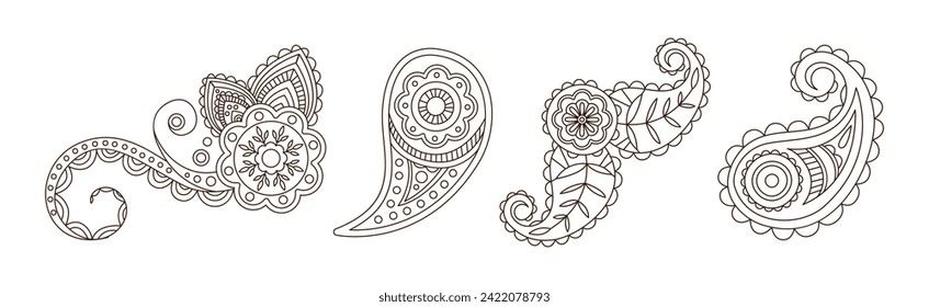 Paisley Pattern and Traditional Oriental Ornament Vector Set