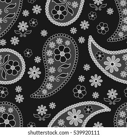 Paisley pattern. Traditional Oriental pattern.Black and white