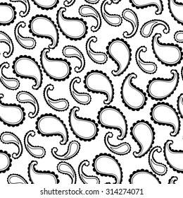 Paisley pattern vector monochrome textile print fashion seamless