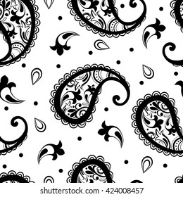 Paisley pattern vector monochrome textile print fashion seamless
