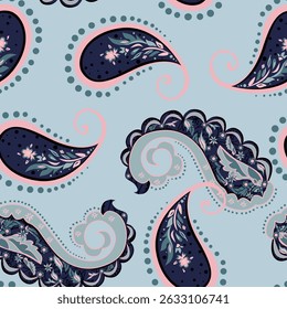 Paisley pattern vector textile print fashion seamless hand drawn