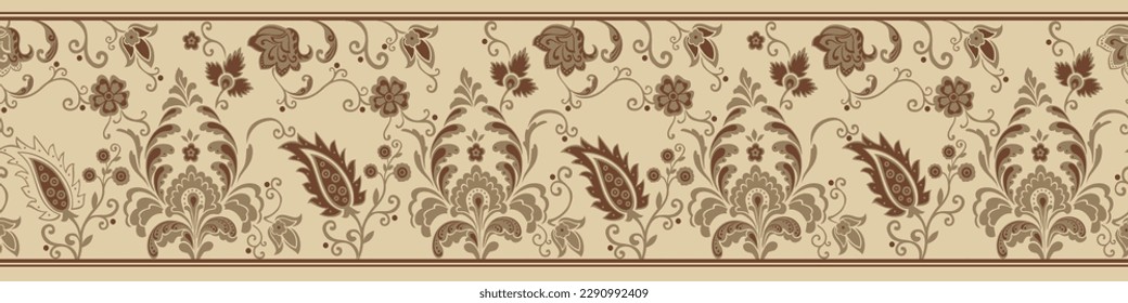 Paisley Pattern. Vintage ornamental border. Design for ribbon, textile, wallpaper, wrapping paper. Seamless Textile Background. Vector