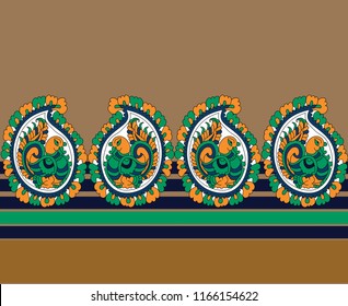 paisley peacock border pattern