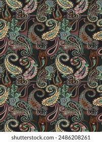 Paisley premium vector digital image printing factory, solid natural seamless pattern textile and wrapping paper design allover,