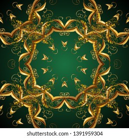 Paisley print hand drawn elements. Illustration on green and blue colors. Vector. Home decor. Seamless pattern with fantasy flowers, natural wallpaper, floral decoration curl illustration.
