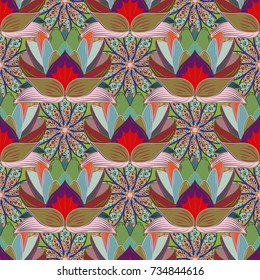 Paisley print hand drawn elements. Home decor. Seamless pattern with fantasy flowers, natural wallpaper, floral decoration curl illustration.