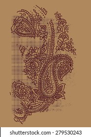 Paisley print with tartan print in vector
