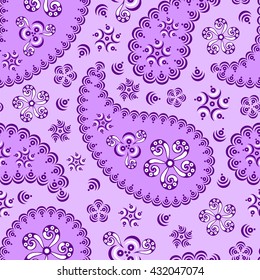 Paisley. Purple seamless Indian pattern. Vector illustration.