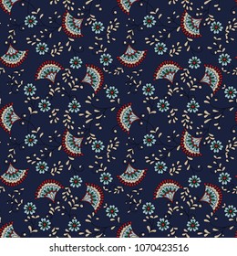 Paisley Red Flower Pattern On Background