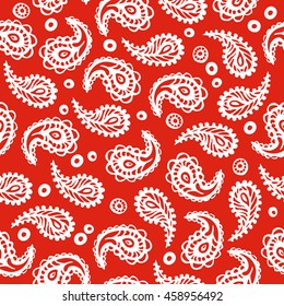 Paisley. Red and white vector image. Seamless vector pattern.Traditional ethnic pattern.  Vector template for printing on fabric,seamless surfaces and wrapping paper.