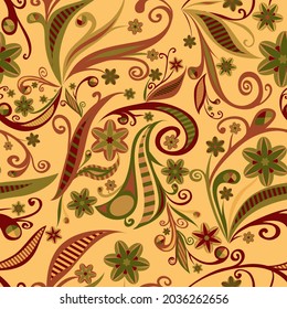 fondo repetitivo paisley. patrón sin costuras vectorial. flores abstractas. muestra de tela. papel envolvente. impresión continua. elementos de diseño para la decoración del hogar, textiles y prendas de vestir. textura moderna y elegante