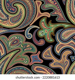 paisley repetitive background. vector seamless pattern. decorative art. fabric swatch. wrapping paper. continuous design template for textile, home decor, apparel, cloth. multicolor illustration