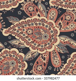 Paisley seamless asian pattern. Folklore vector background