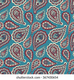 Paisley seamless background. Colorful vector pattern 