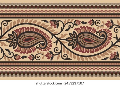 paisley seamless background Geometric ethnic oriental ikat seamless pattern traditional Design for background, carpet, wallpaper, clothing, wrapping, Batik, fabric, illustration embroidery style.