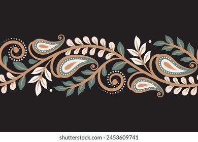 Paisley sin fisuras de fondo Geométrico étnico oriental ikat sin fisuras patrón tradicional Diseño para fondo, alfombra, Fondo de pantalla, ropa, envoltura, Batik, tela, ilustración estilo de bordado.
