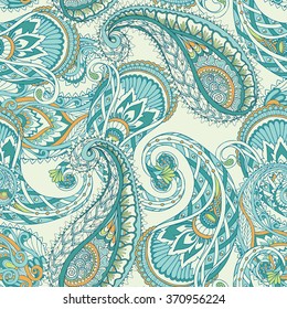 Paisley seamless background pattern. Decorative vector illustration.