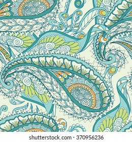 Paisley seamless background pattern. Decorative vector illustration.