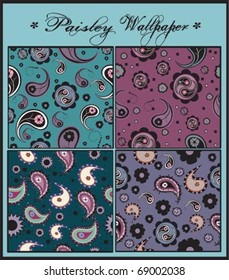 Paisley seamless background set.